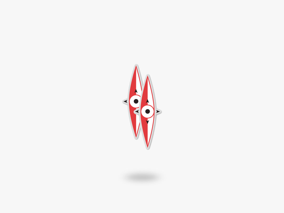 Point 65 Mini Bow Decal 100mm Red/White Pair